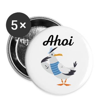 Ahoi - Buttons groß 56 mm (5er Pack) - Weiß - Vorne