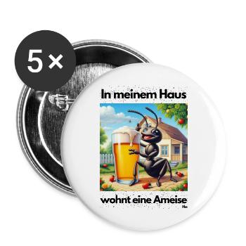 Malle Il y a une fourmi dans ma maison - Lot de 5 grands badges (56 mm) - blanc - Devant