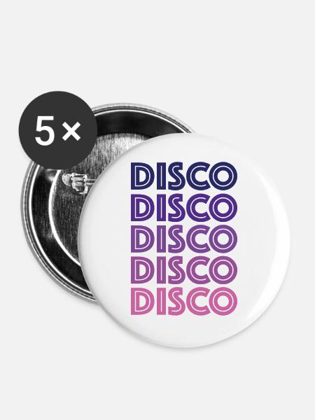 Disco Disco Disco - Buttons groß 56 mm (5er Pack) - Weiß