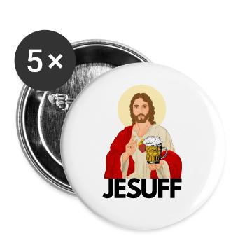 Malle Jesuff 2 - Buttons groß 56 mm (5er Pack) - Weiß - Vorne
