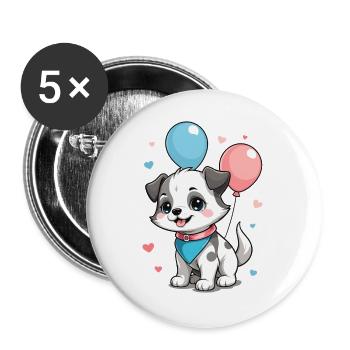 Cute dog - Buttons large 2.2''/56 mm (5-pack) - white - Front