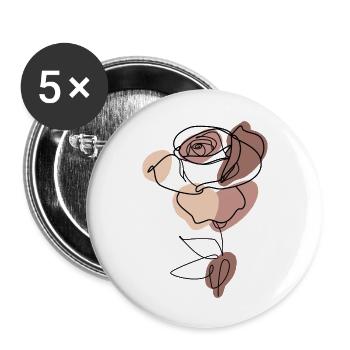 VINTAGE LINEAR ROSE FLOWER - Buttons large 2.2''/56 mm (5-pack) - white - Front
