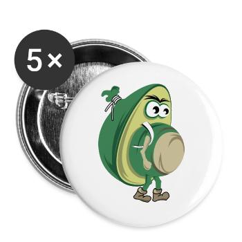 lustige Avocado Wandern Natur Wald Symbol icon - Buttons groß 56 mm (5er Pack) - Weiß - Vorne