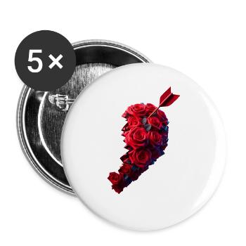 Partenaire cardiaque à droite - Lot de 5 grands badges (56 mm) - blanc - Devant