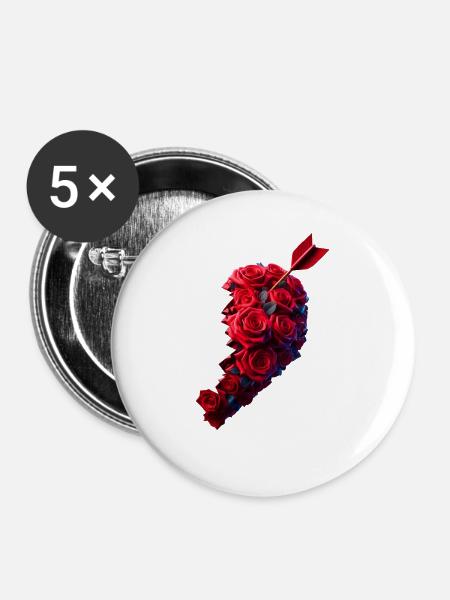 Herzpartner rechts - Buttons groß 56 mm (5er Pack) - Weiß