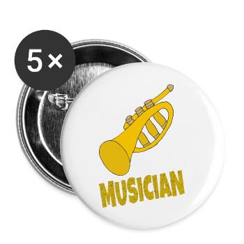 TROMPETTISTE MUSICIEN - Lot de 5 grands badges (56 mm) - blanc - Devant