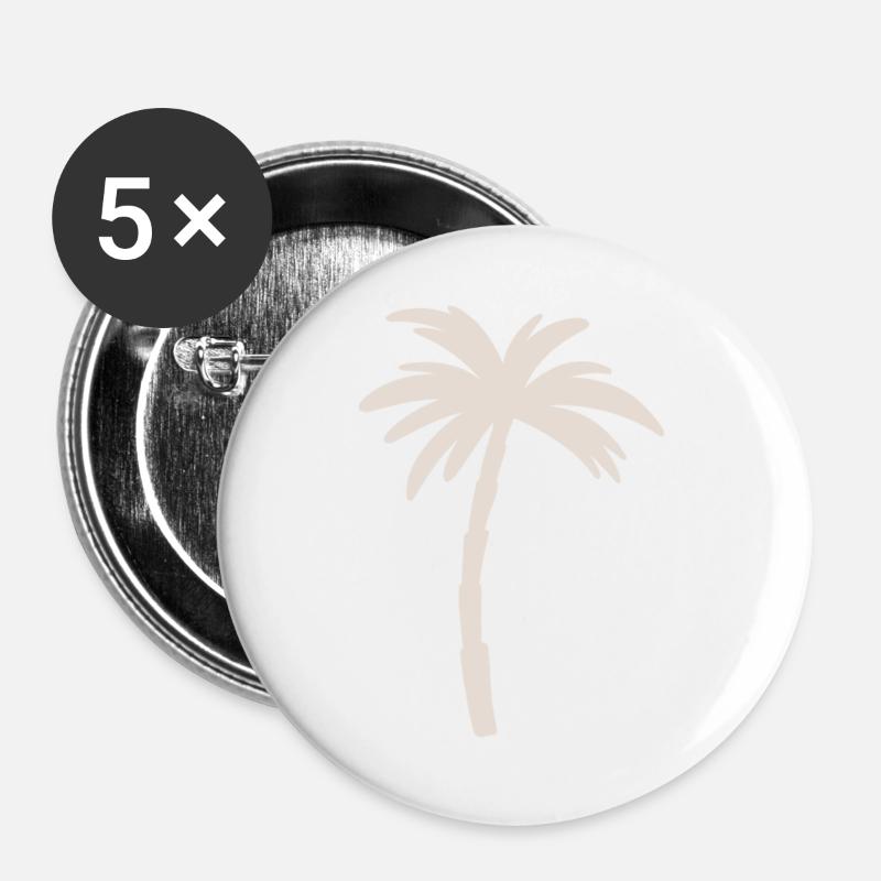 Palme - Buttons groß 56 mm (5er Pack) - Weiß