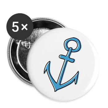 Marine Nautik Schifffahrt Anker - Buttons groß 56 mm (5er Pack) - Weiß - Vorne
