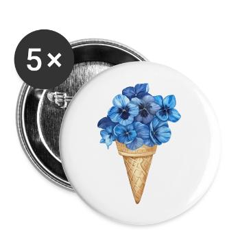 Crème glacée florale - Lot de 5 grands badges (56 mm) - blanc - Devant