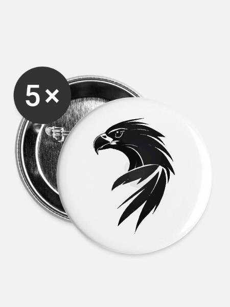 Adler Greifvogel Kopf - Buttons groß 56 mm (5er Pack) - Weiß