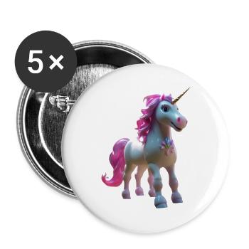 Pastell-Einhornblüte - Buttons groß 56 mm (5er Pack) - Weiß - Vorne