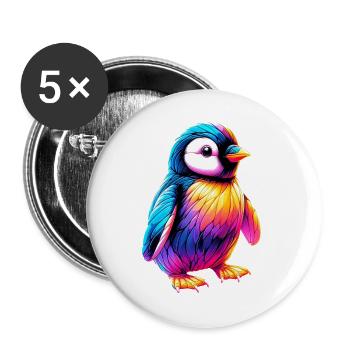 Pinguin - Buttons groß 56 mm (5er Pack) - Weiß - Vorne