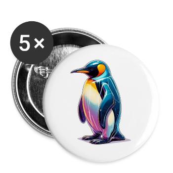 Pinguin - Buttons groß 56 mm (5er Pack) - Weiß - Vorne