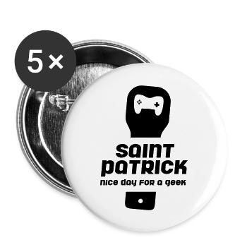 St Patrick Nice day for a geek - Buttons large 2.2''/56 mm (5-pack) - white - Front