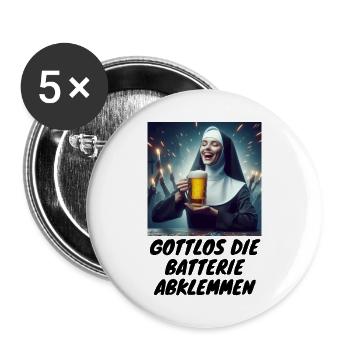 Malle impie débrancher la batterie boire de la bière 1 - Lot de 5 grands badges (56 mm) - blanc - Devant