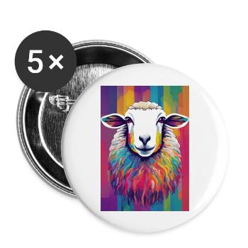 Colorful Sheep - Buttons large 2.2''/56 mm (5-pack) - white - Front
