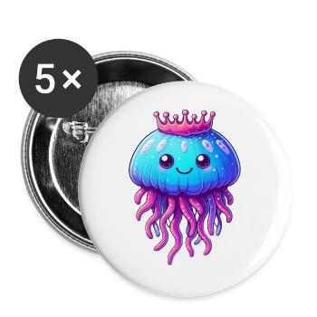 Eine Qualle mit Krone - Buttons groß 56 mm (5er Pack) - Weiß - Vorne