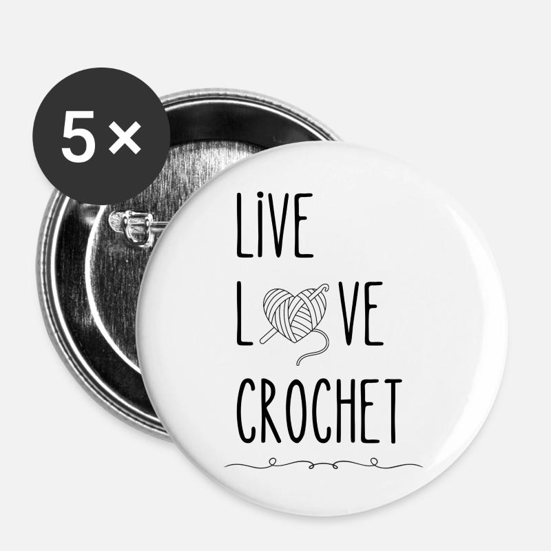 Live Love Crochet Häkeln - Buttons large 2.2''/56 mm (5-pack) - white