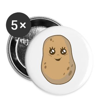 Kartoffel Gemüse Kawai Kartoffeln Speise - Buttons groß 56 mm (5er Pack) - Weiß - Vorne