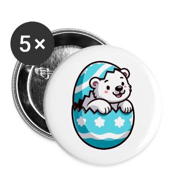 Cartoon Polar Bear Easter Egg Hatching - Buttons large 2.2''/56 mm (5-pack) - white - Front