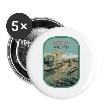 Illustration Architecture Moderne Berlin - Lot de 5 grands badges (56 mm) - blanc - Devant