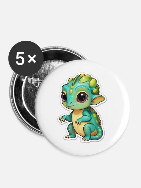Süßes Chamäleon - Buttons groß 56 mm (5er Pack) - Weiß