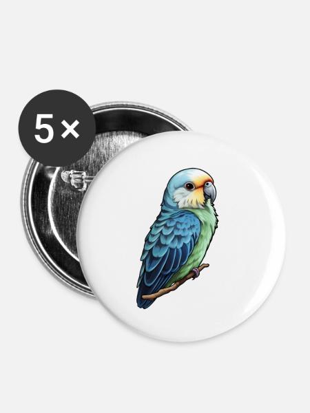 Sittich - Buttons groß 56 mm (5er Pack) - Weiß