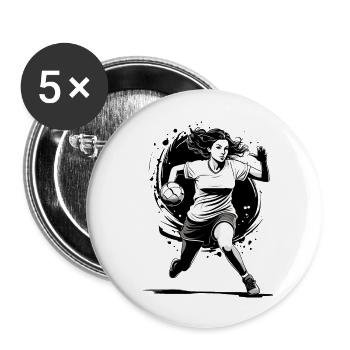 Handballerin Streetwear Ikonischer Style - Buttons groß 56 mm (5er Pack) - Weiß - Vorne