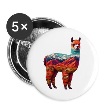 Alpaka - Buttons groß 56 mm (5er Pack) - Weiß - Vorne