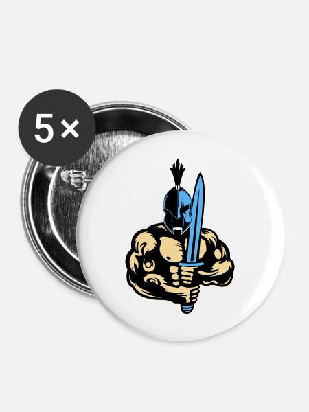 Sparta Warrior - Buttons groß 56 mm (5er Pack) - Weiß