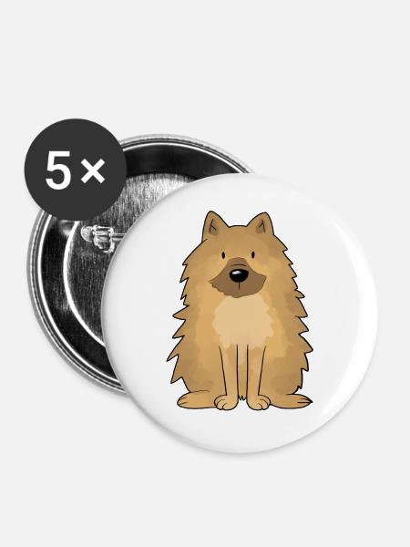 Hund Illustration - Buttons groß 56 mm (5er Pack) - Weiß