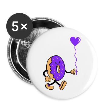donut comic herz - Buttons groß 56 mm (5er Pack) - Weiß - Vorne