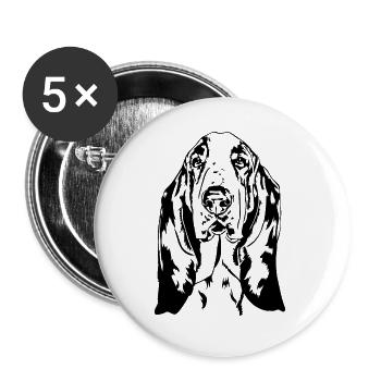 Basset Hound Portrait Hunde Hund Wilsigns - Buttons groß 56 mm (5er Pack) - Weiß - Vorne