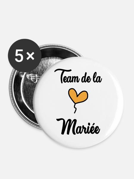 BRAUT-TEAM - Buttons groß 56 mm (5er Pack) - Weiß