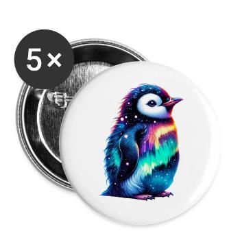 Manchot aurore boréale - Lot de 5 grands badges (56 mm) - blanc - Devant