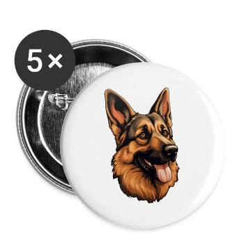 German Shepherd's Head German - Buttons large 2.2''/56 mm (5-pack) - white - Front