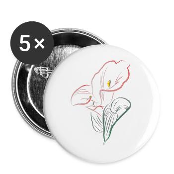 CALLA mix Red-Pink - Buttons large 2.2''/56 mm (5-pack) - white - Front