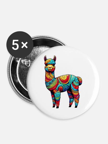 Alpaka - Buttons groß 56 mm (5er Pack) - Weiß