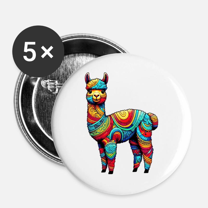 Alpaka - Buttons groß 56 mm (5er Pack) - Weiß