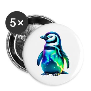 Manchot aurore boréale - Lot de 5 grands badges (56 mm) - blanc - Devant
