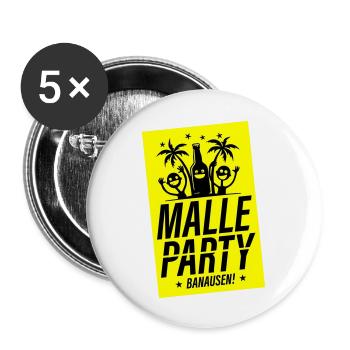 Malle Party Banausen Mallorca - Lot de 5 grands badges (56 mm) - blanc - Devant