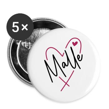 Malle Herz - Buttons groß 56 mm (5er Pack) - Weiß - Vorne