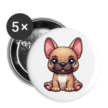Designs For Kids – Fröhliche Frenchies - Buttons groß 56 mm (5er Pack) - Weiß - Vorne