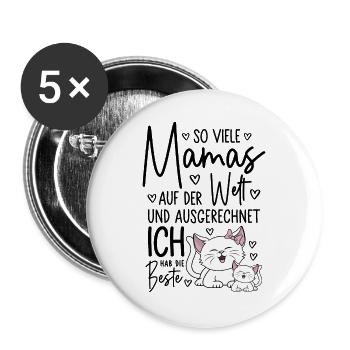 So viele Mamas Beste Mama Baby Muttertag Geschenk - Buttons groß 56 mm (5er Pack) - Weiß - Vorne
