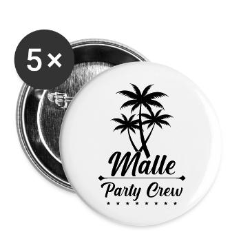 malle party crew - Buttons groß 56 mm (5er Pack) - Weiß - Vorne