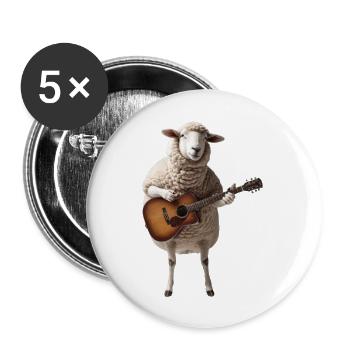 mouton brebie guitare - Lot de 5 grands badges (56 mm) - blanc - Devant