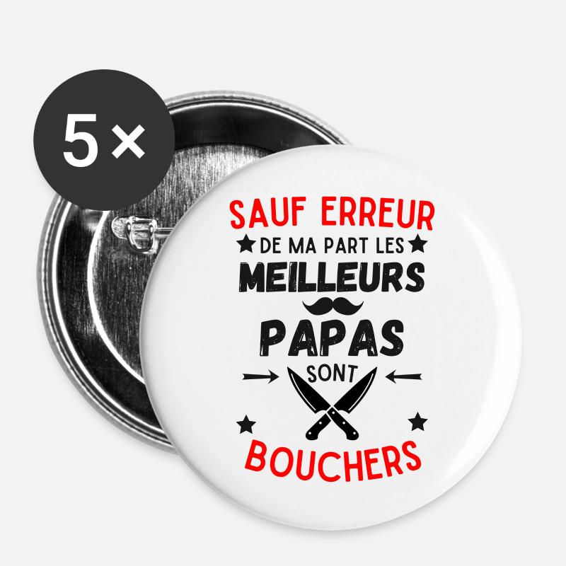 DAD BUTCHER - Buttons large 2.2''/56 mm (5-pack) - white