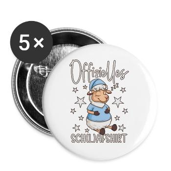 Schafshirt Schlafen Offizielles Schlafshirt Schaf - Buttons groß 56 mm (5er Pack) - Weiß - Vorne