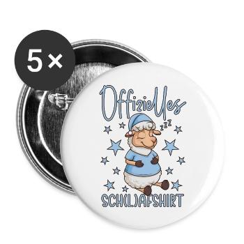 Schafshirt - Offizielles Schlafshirt Schaf - Buttons groß 56 mm (5er Pack) - Weiß - Vorne