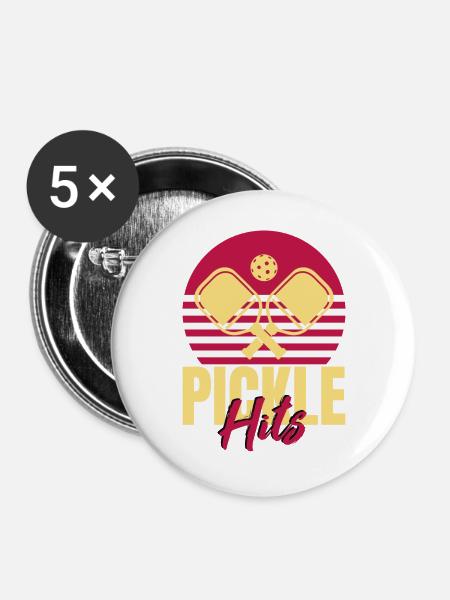 Pickleball Hits - Buttons groß 56 mm (5er Pack) - Weiß